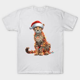 Leopard Wrapped In Christmas Lights T-Shirt